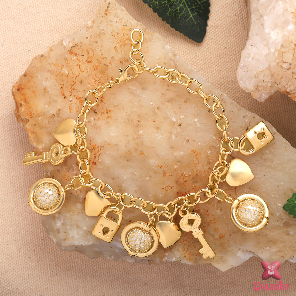 Heart & Key Charm Bracelet
