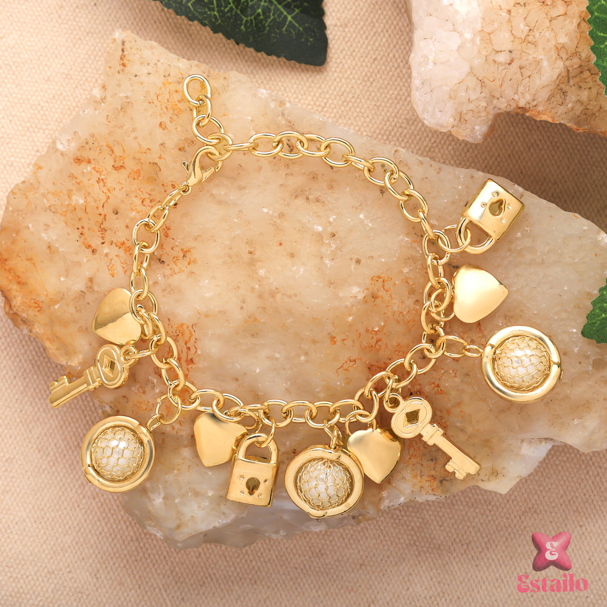 Heart & Key Charm Bracelet