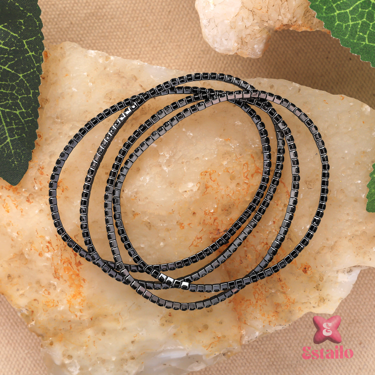 Black Spinel Sparkle Bracelet (pack of 4)