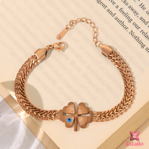 Four-Leaf Lucky Eye Bracelet