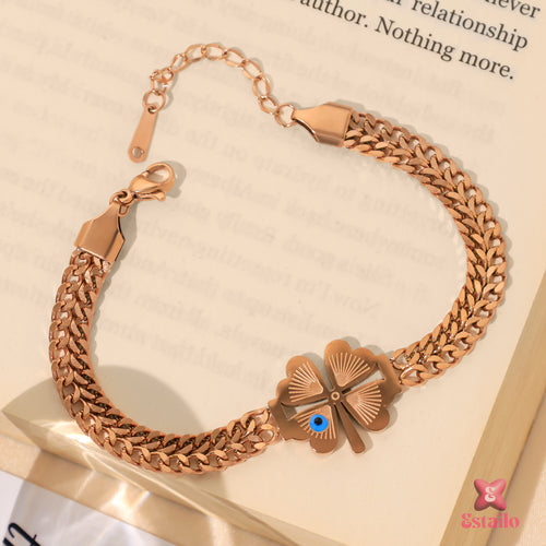 Four-Leaf Lucky Eye Bracelet