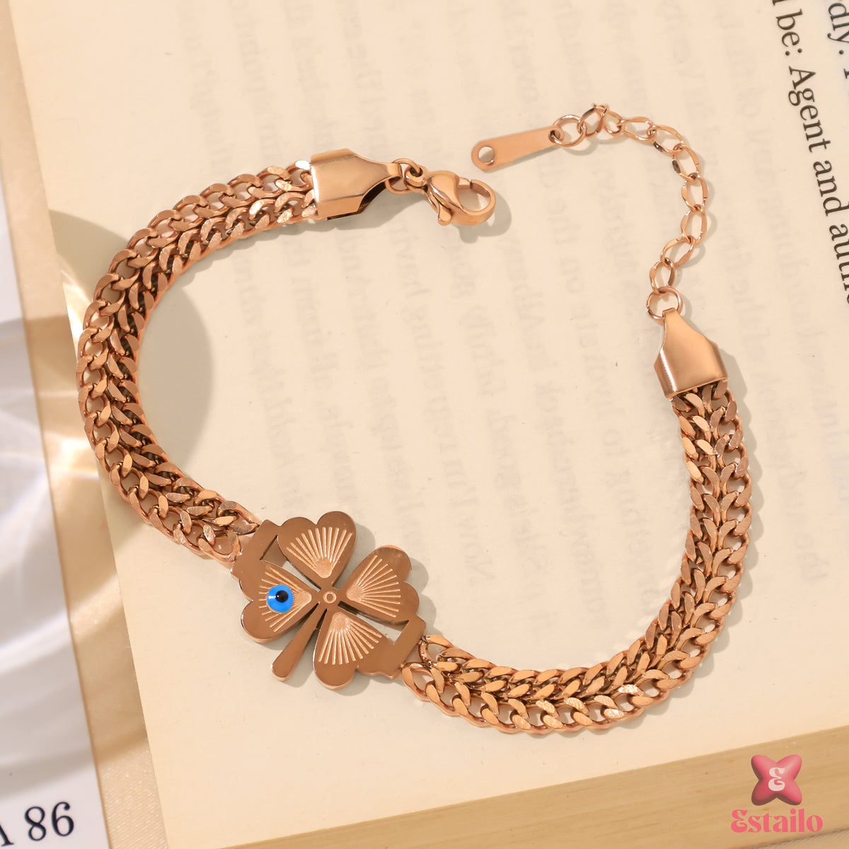 Four-Leaf Lucky Eye Bracelet