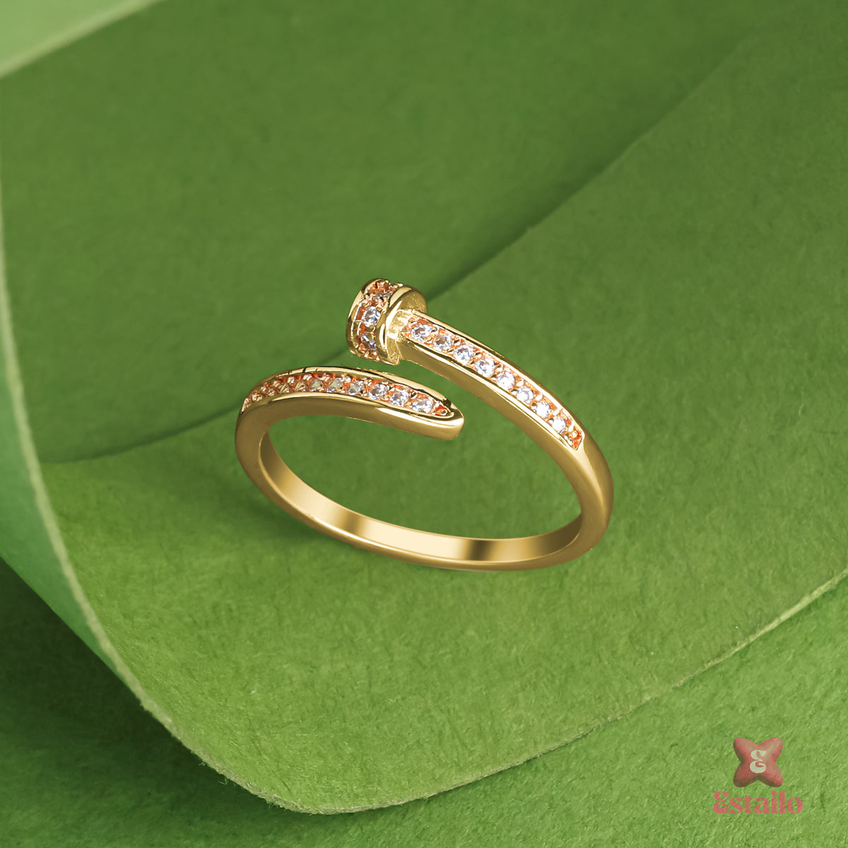 Golden Pave Nail Ring