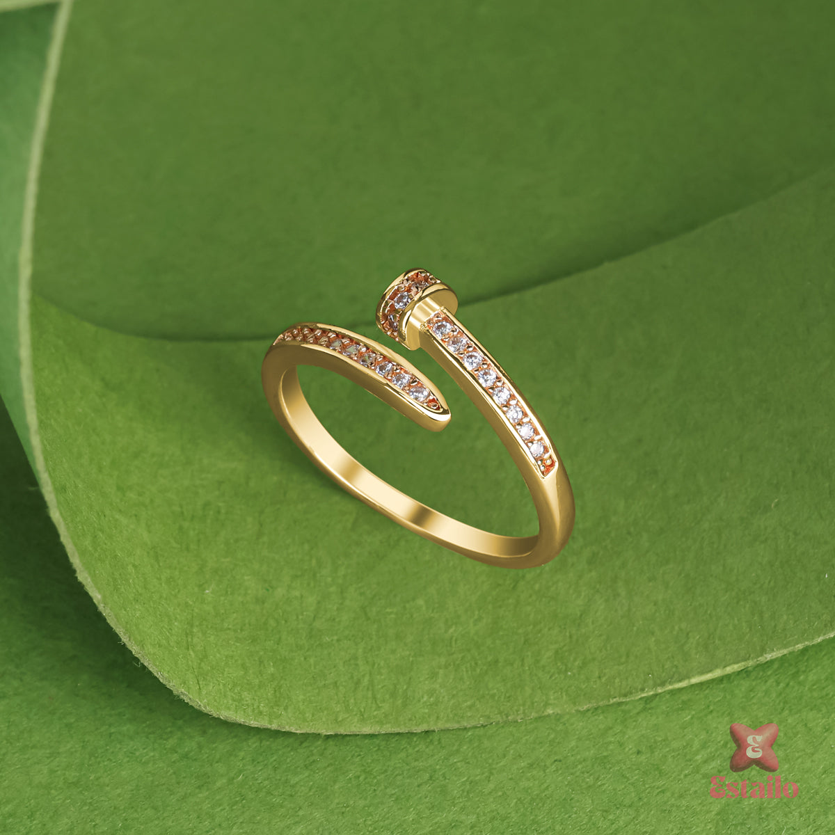 Golden Pave Nail Ring