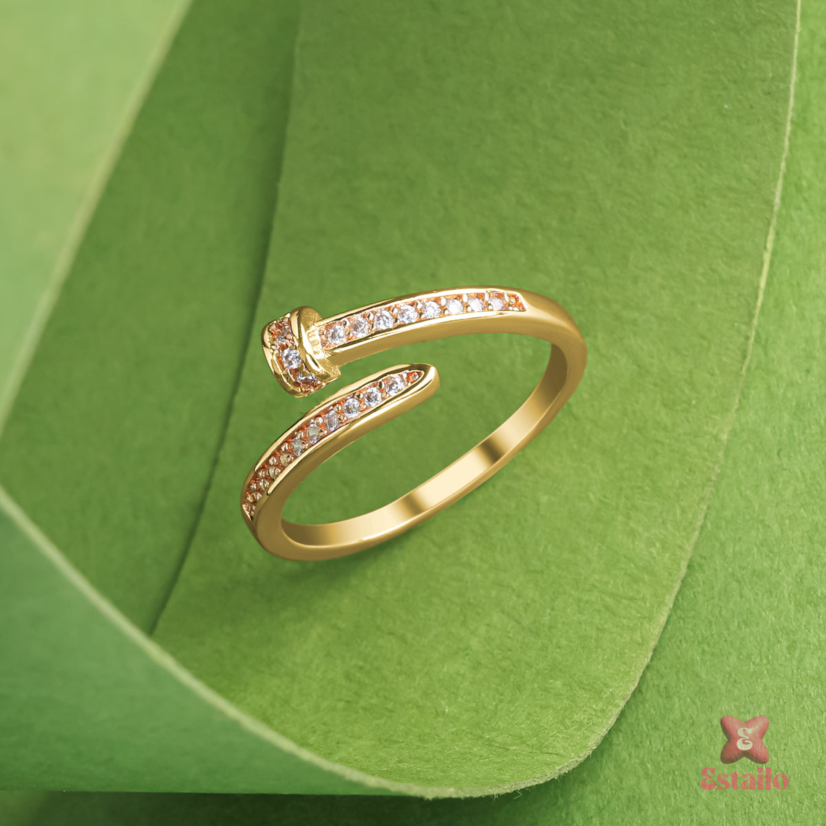 Golden Pave Nail Ring