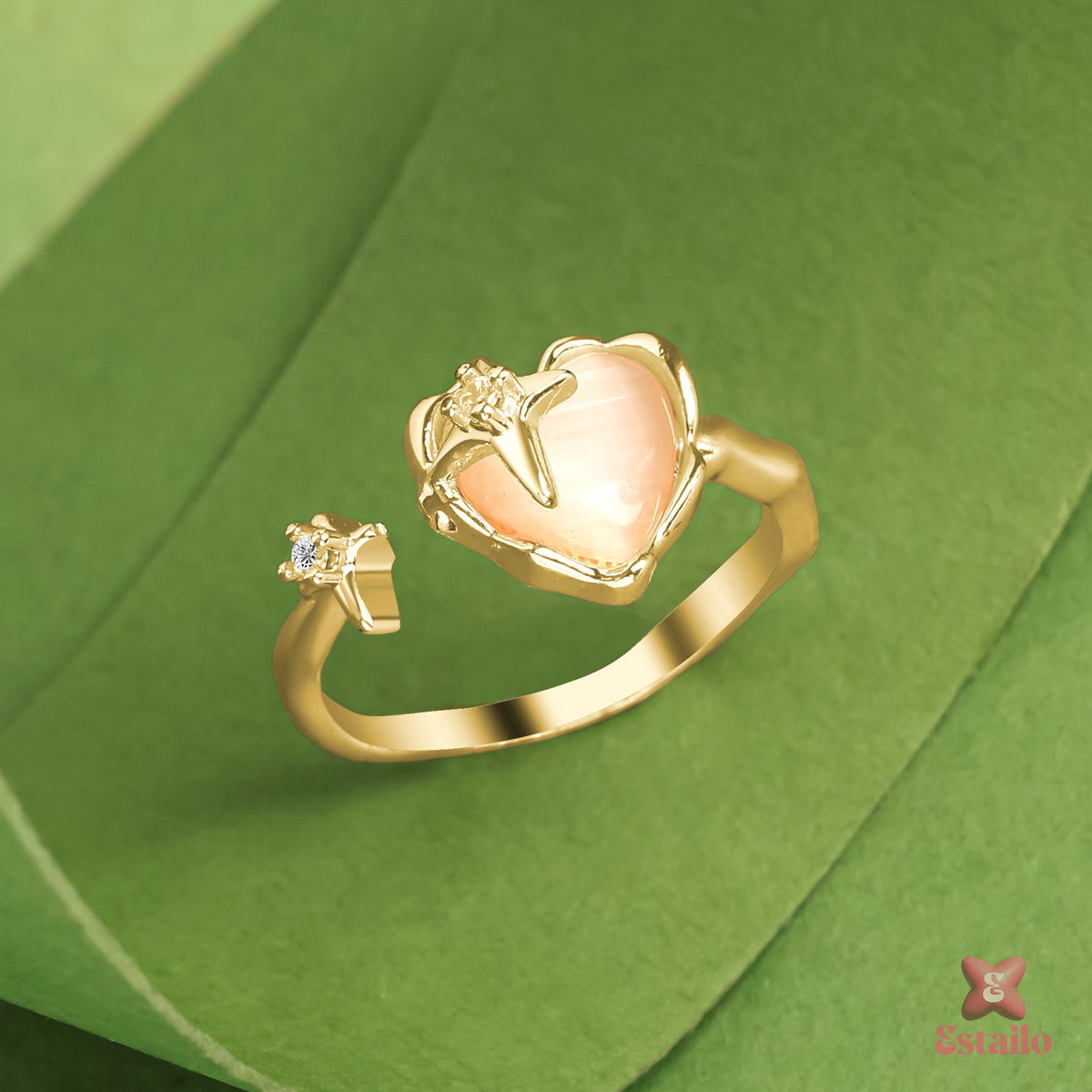 Golden Heart & Star Ring