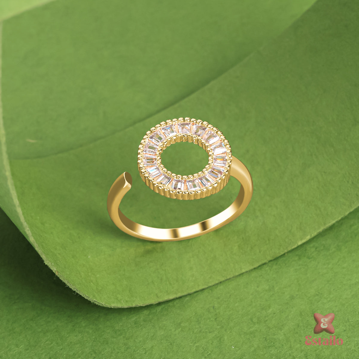Gold Pave Circle Ring