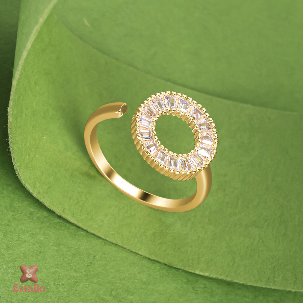 Gold Pave Circle Ring