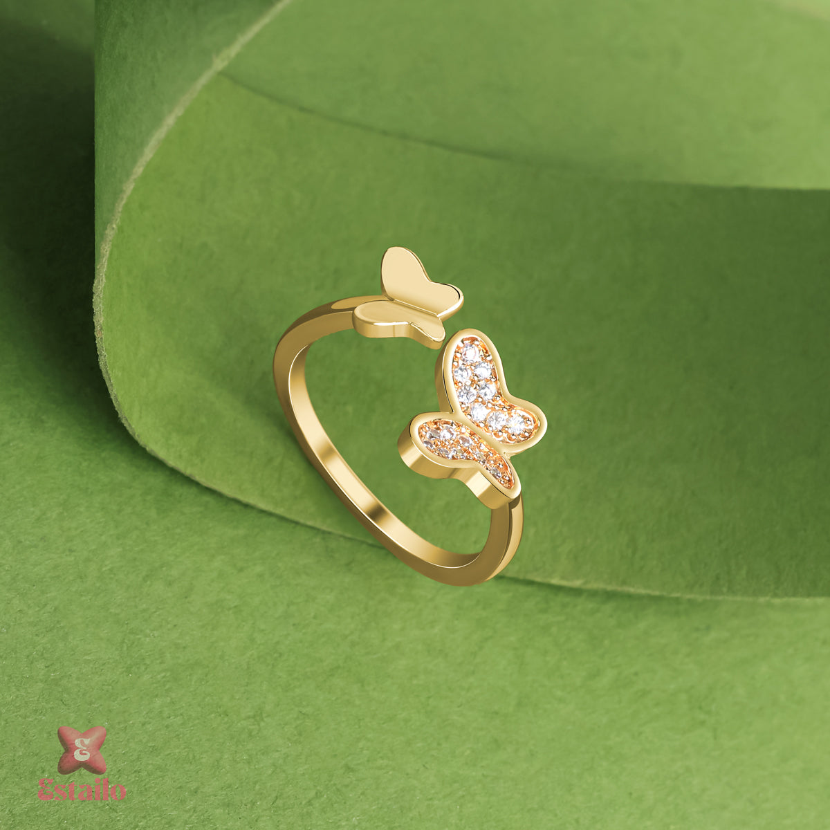 Golden Glimmering Wings Ring