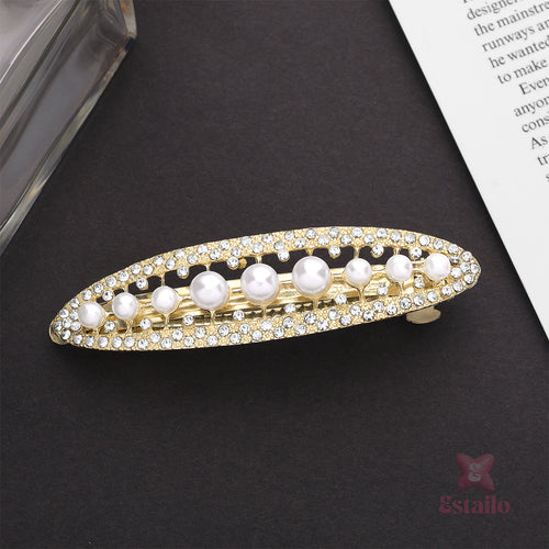 Elegant Pearl & Rhinestone Clip