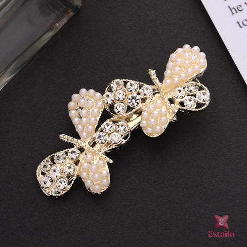 Sparkling Pearl Butterfly Clip