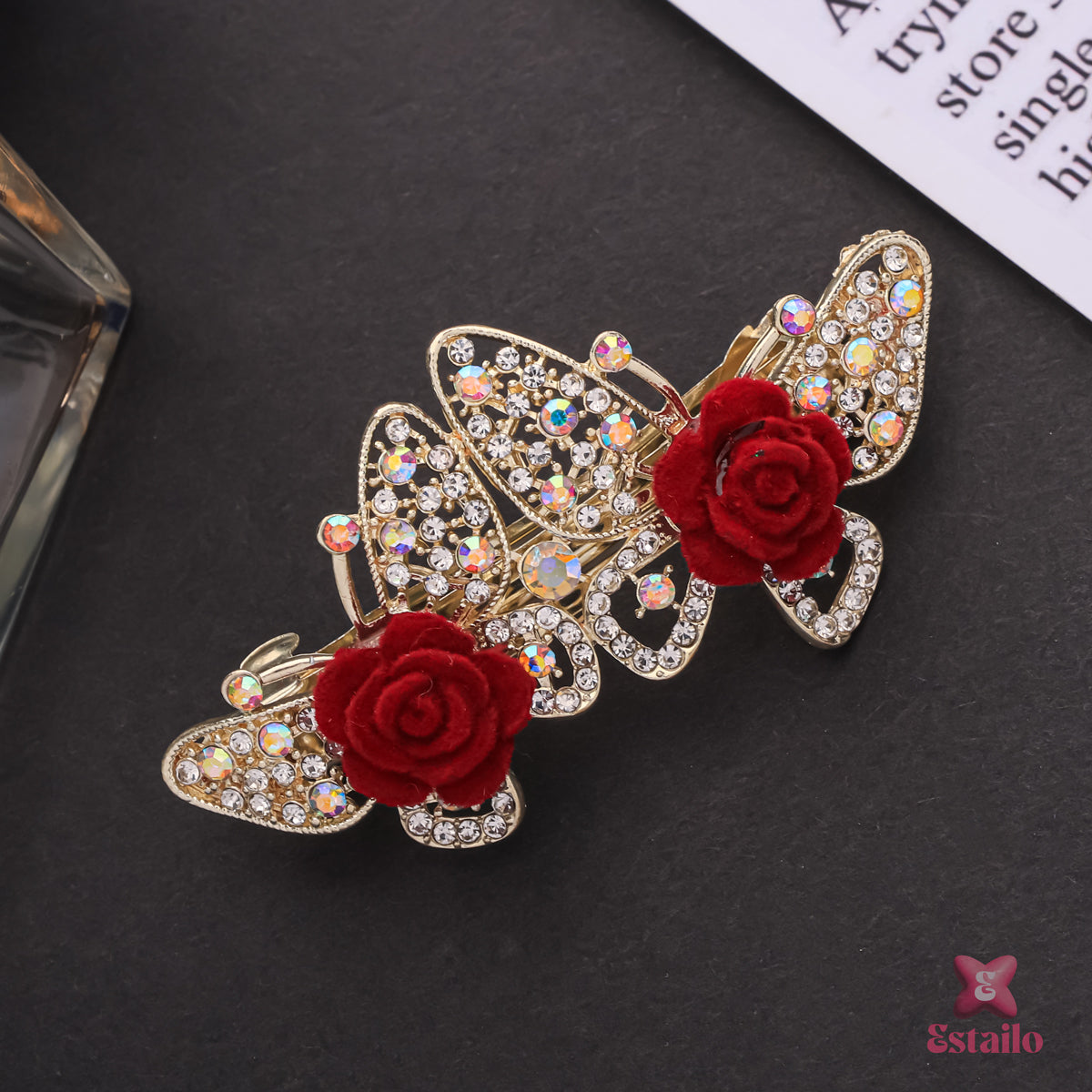 Red Rose Hair Clip