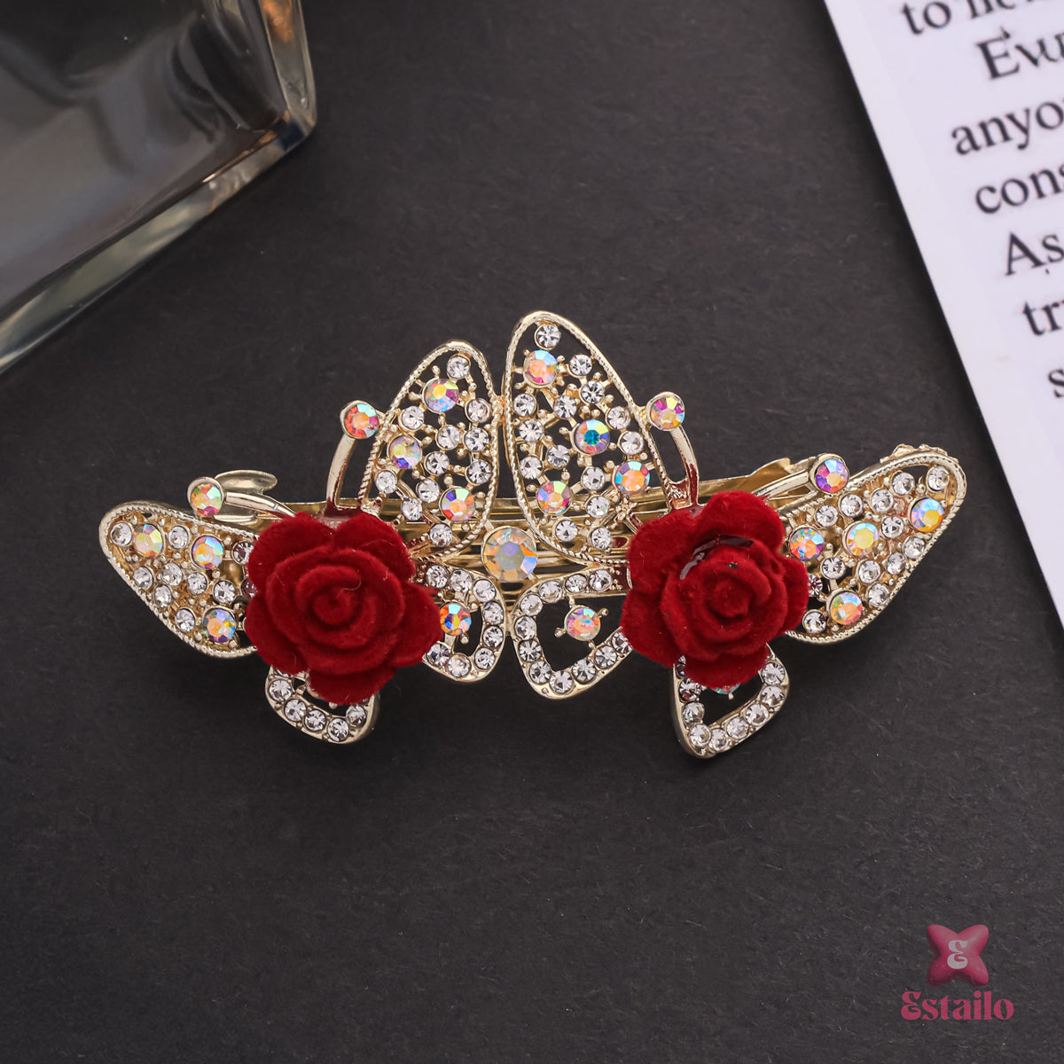 Red Rose Hair Clip