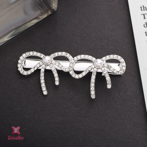 Rhinestone bow hair clip