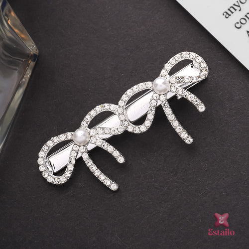Rhinestone bow hair clip