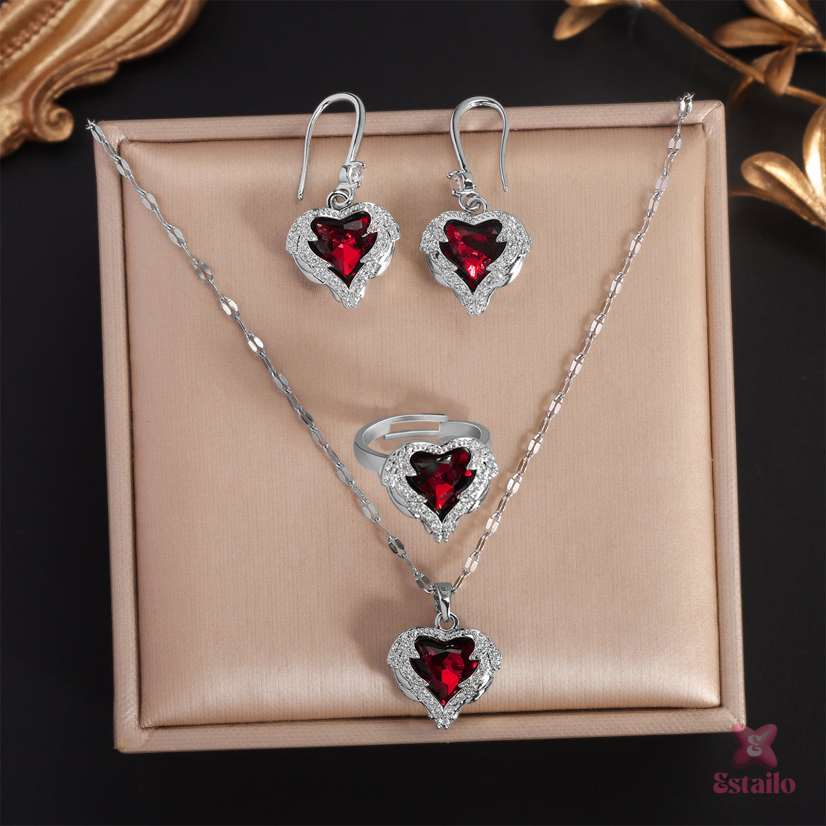 Fiery Heart Necklace Set