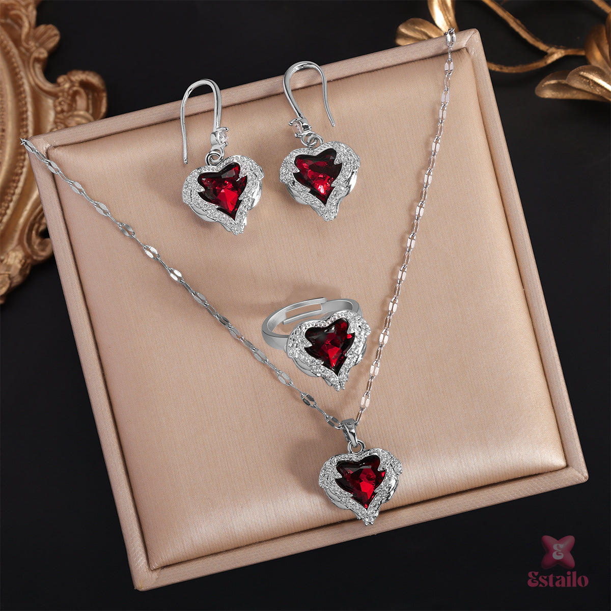 Fiery Heart Necklace Set