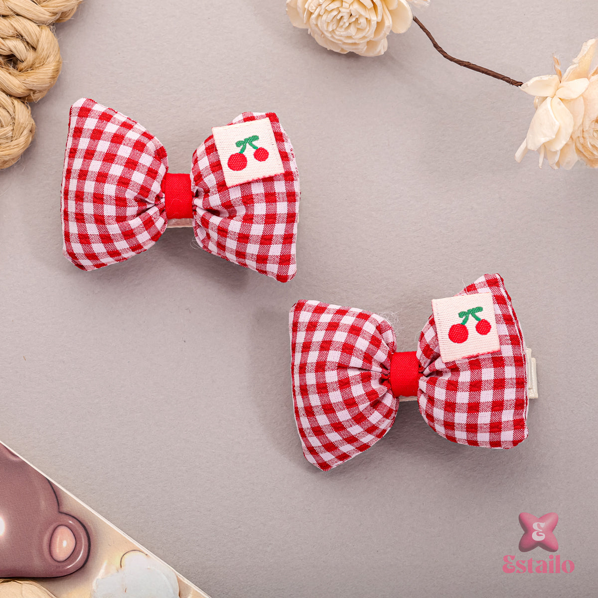 Orchard Cherry Bows Clips