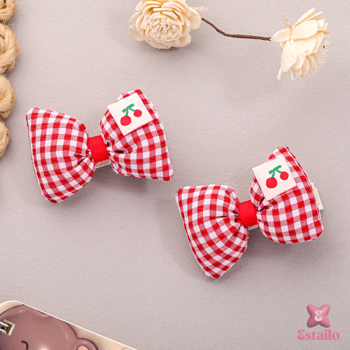 Orchard Cherry Bows Clips