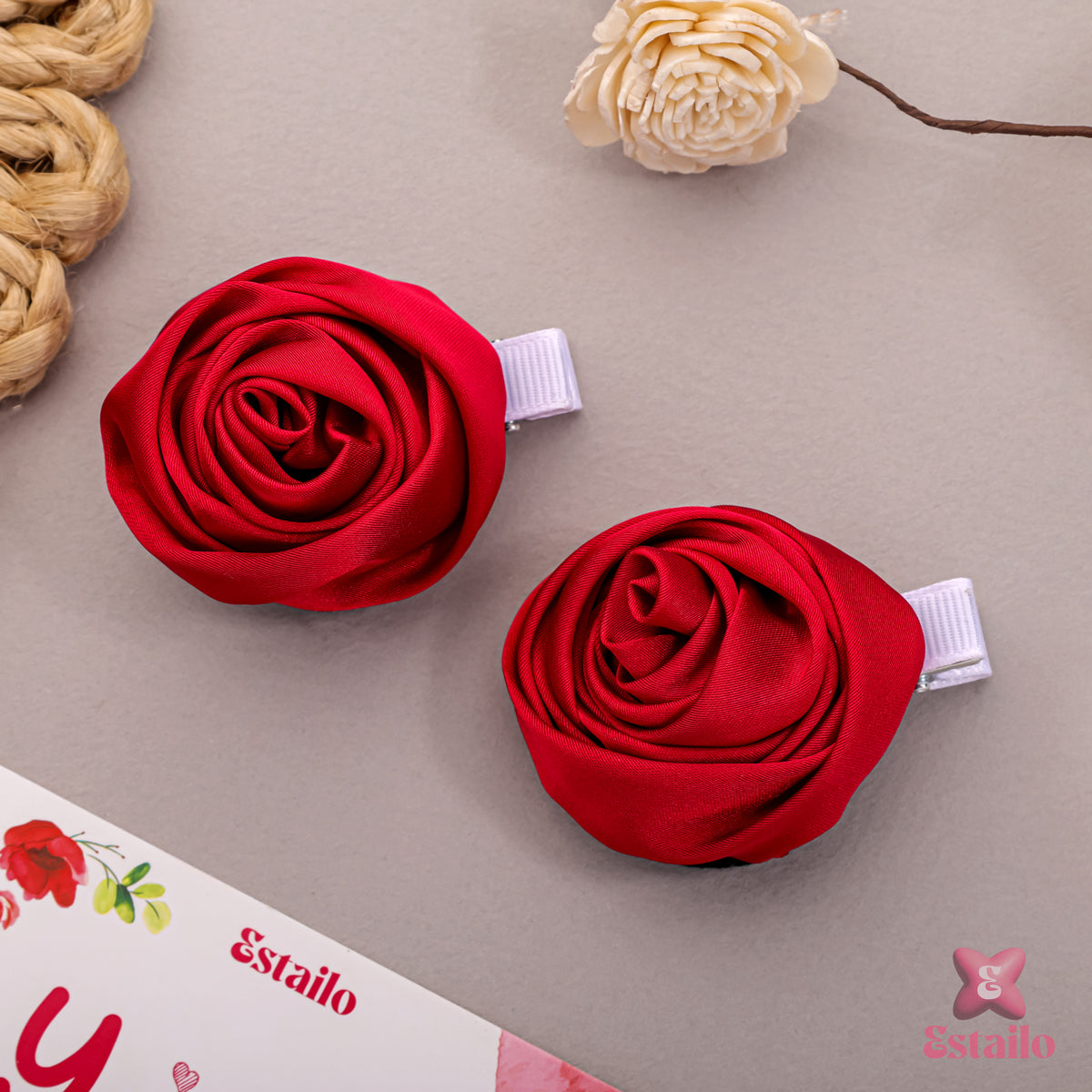 Rosebud Hair Clips
