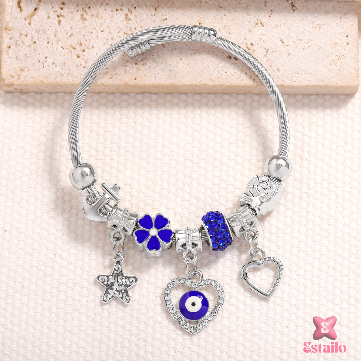 Blue Blossom & Heart Bracelet