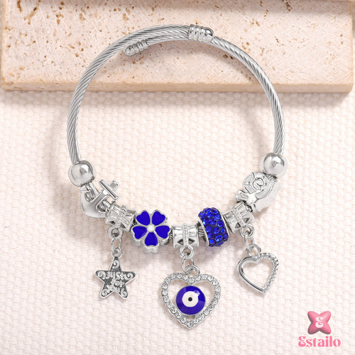 Blue Blossom & Heart Bracelet