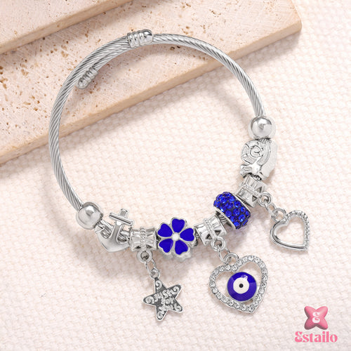 Blue Blossom & Heart Bracelet