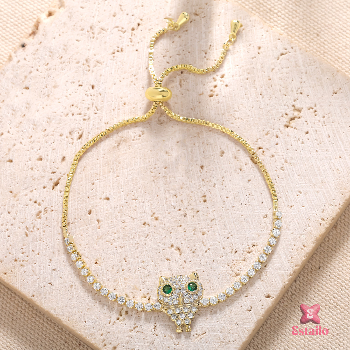 Gold Dust Owl Charm Bracelet