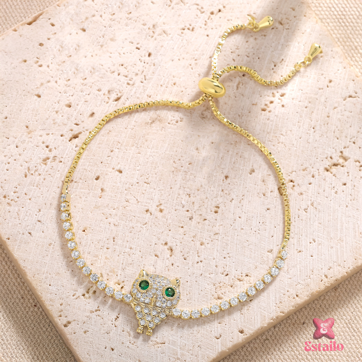 Gold Dust Owl Charm Bracelet