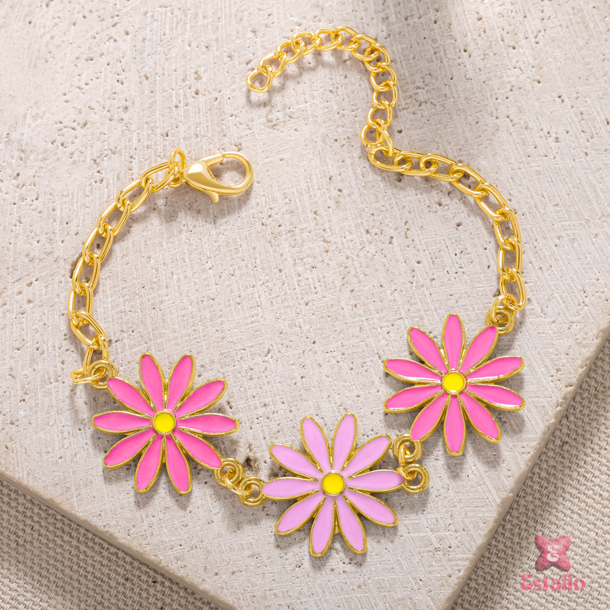 Pink Daisy Link Bracelet