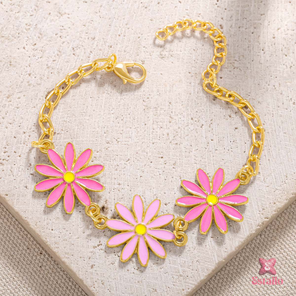 Pink Daisy Link Bracelet