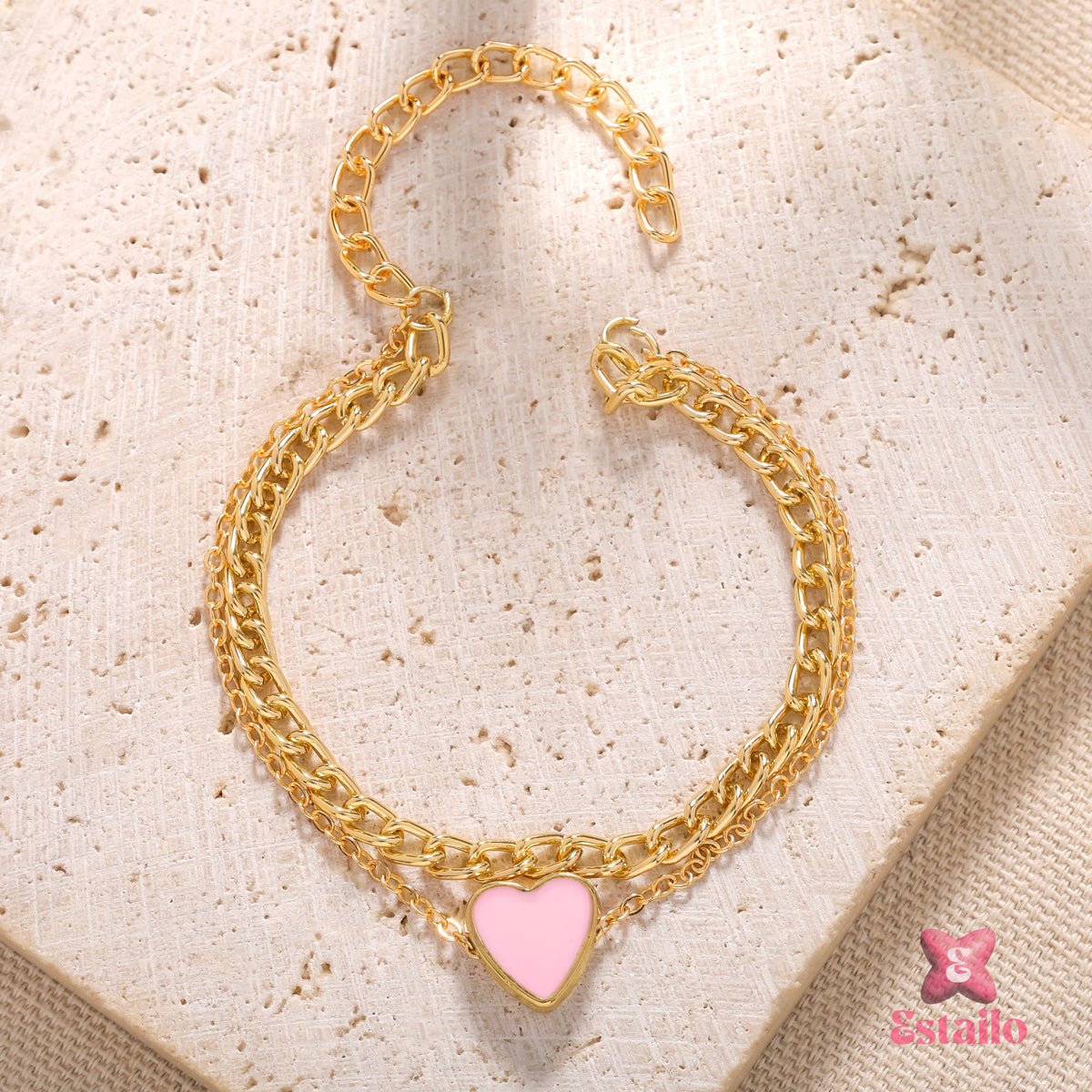 Rosy Heart Chainlet Bracelet