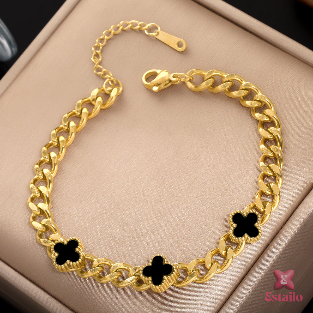 Ebony Clover Link Bracelet