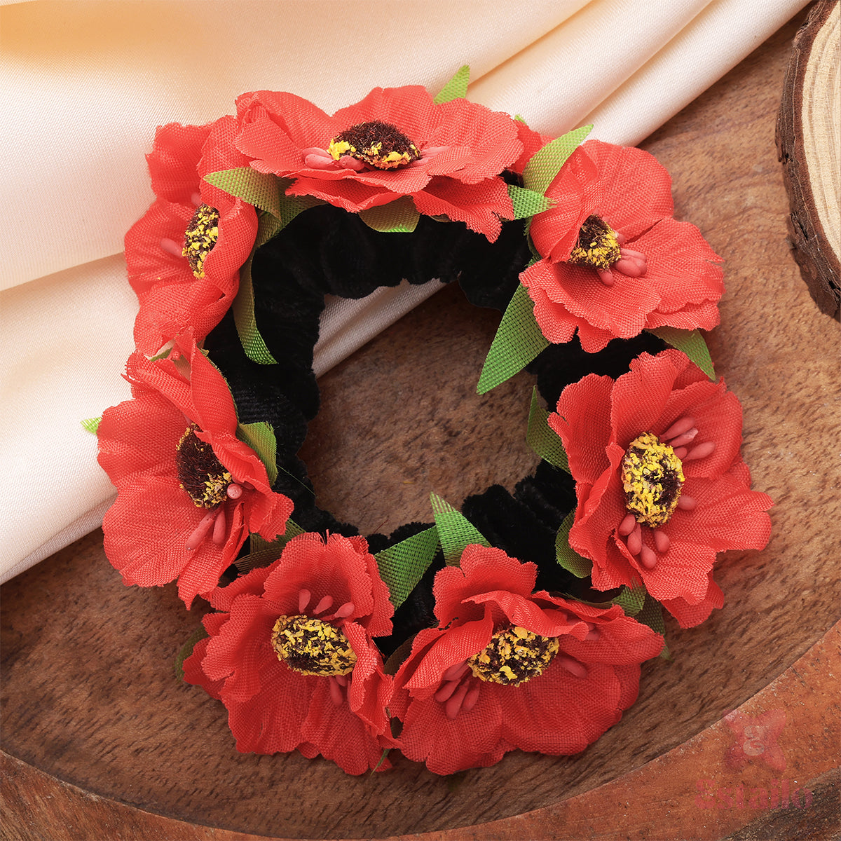 Red Blossom Hair Tie