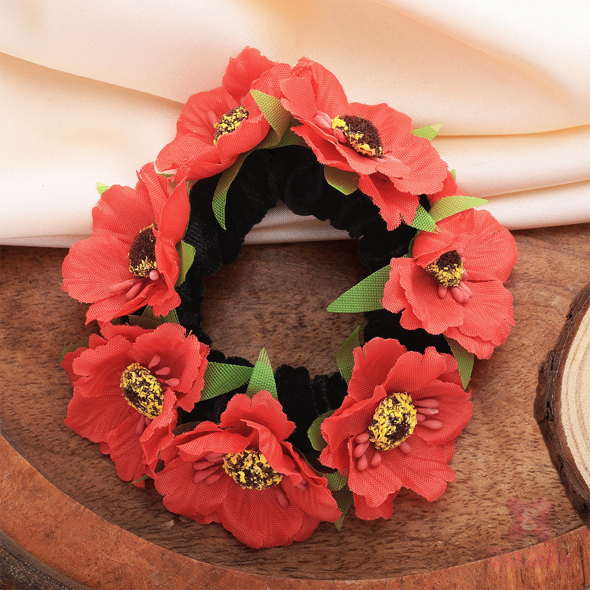 Red Blossom Hair Tie