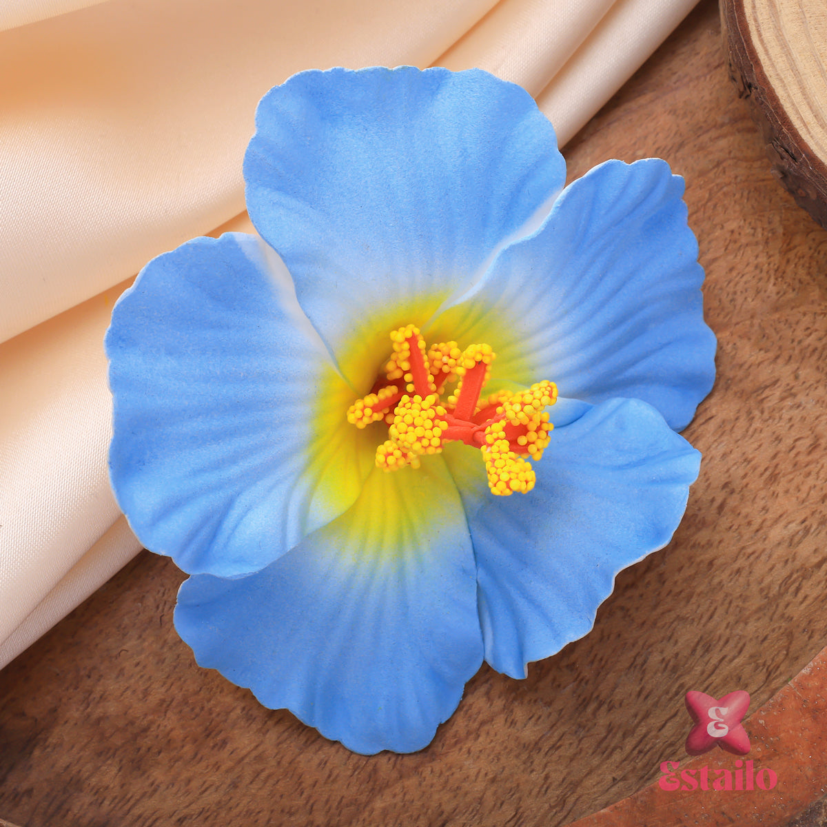 Blue Hibiscus Bloom Hair Clip
