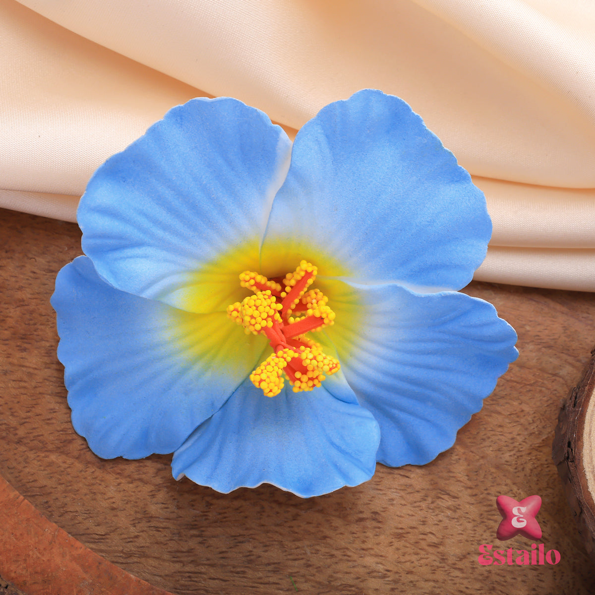 Blue Hibiscus Bloom Hair Clip