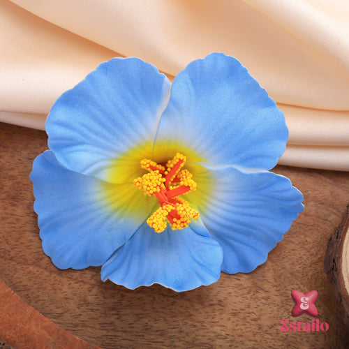 Blue Hibiscus Bloom Hair Clip