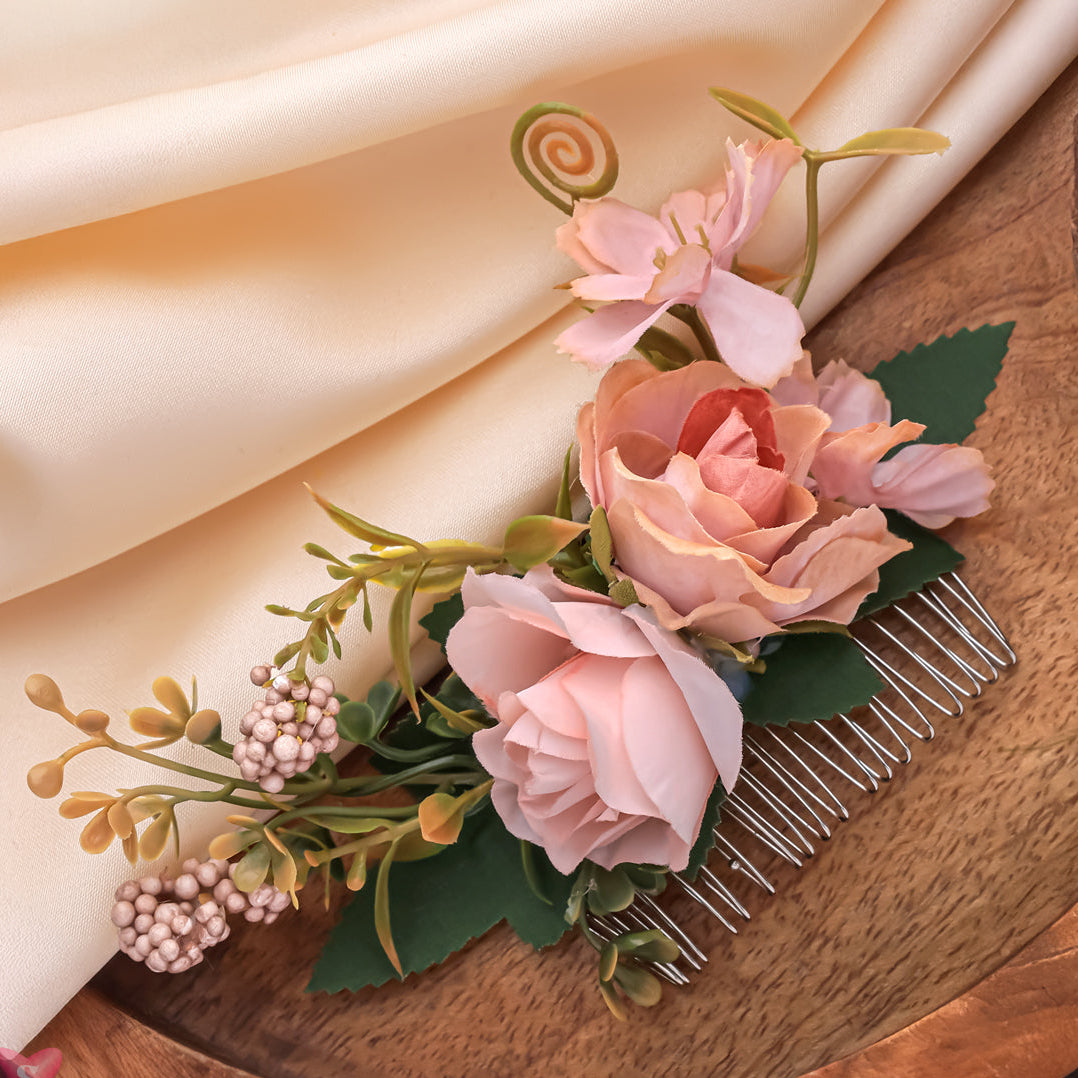 Ivory & Blush Floral Hair Comb