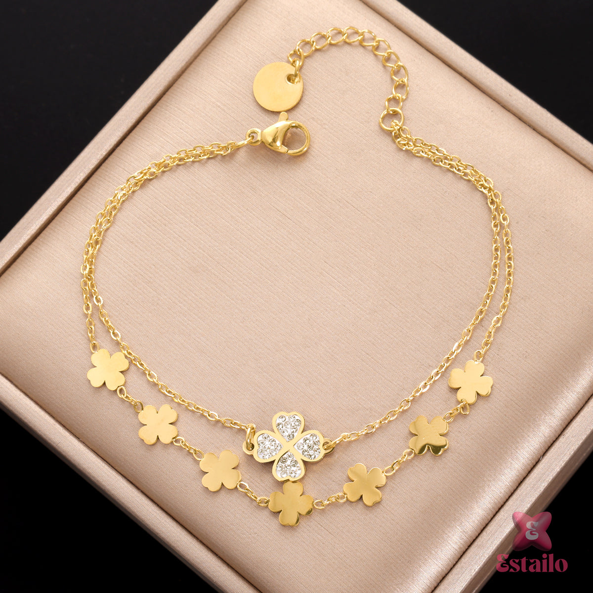 Dainty Clover Charm Bracelet