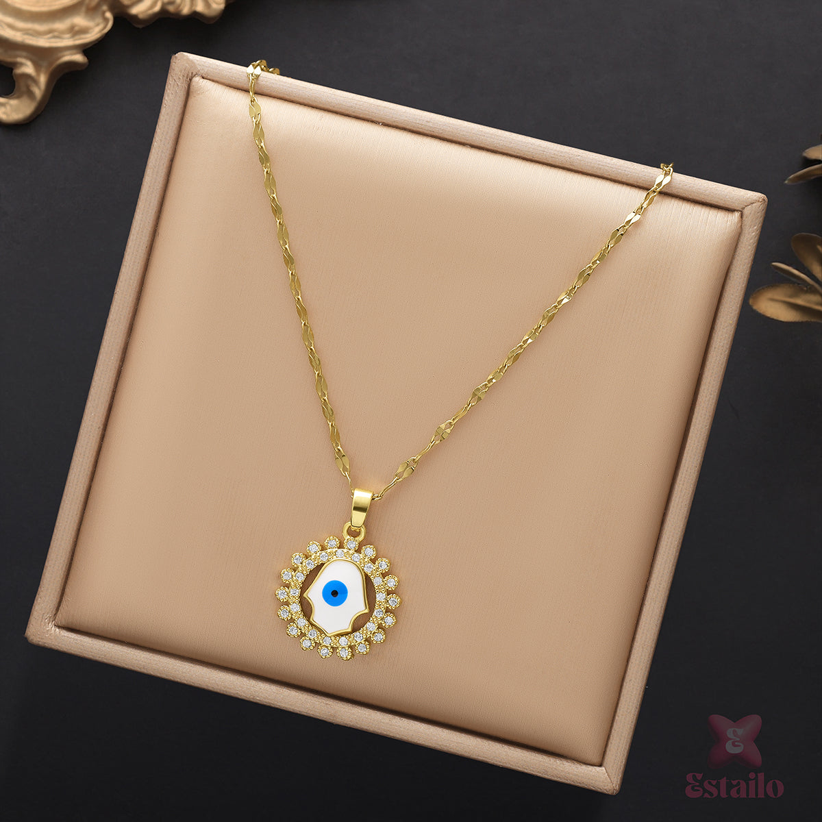 Halo Hamsa  Eye Necklace