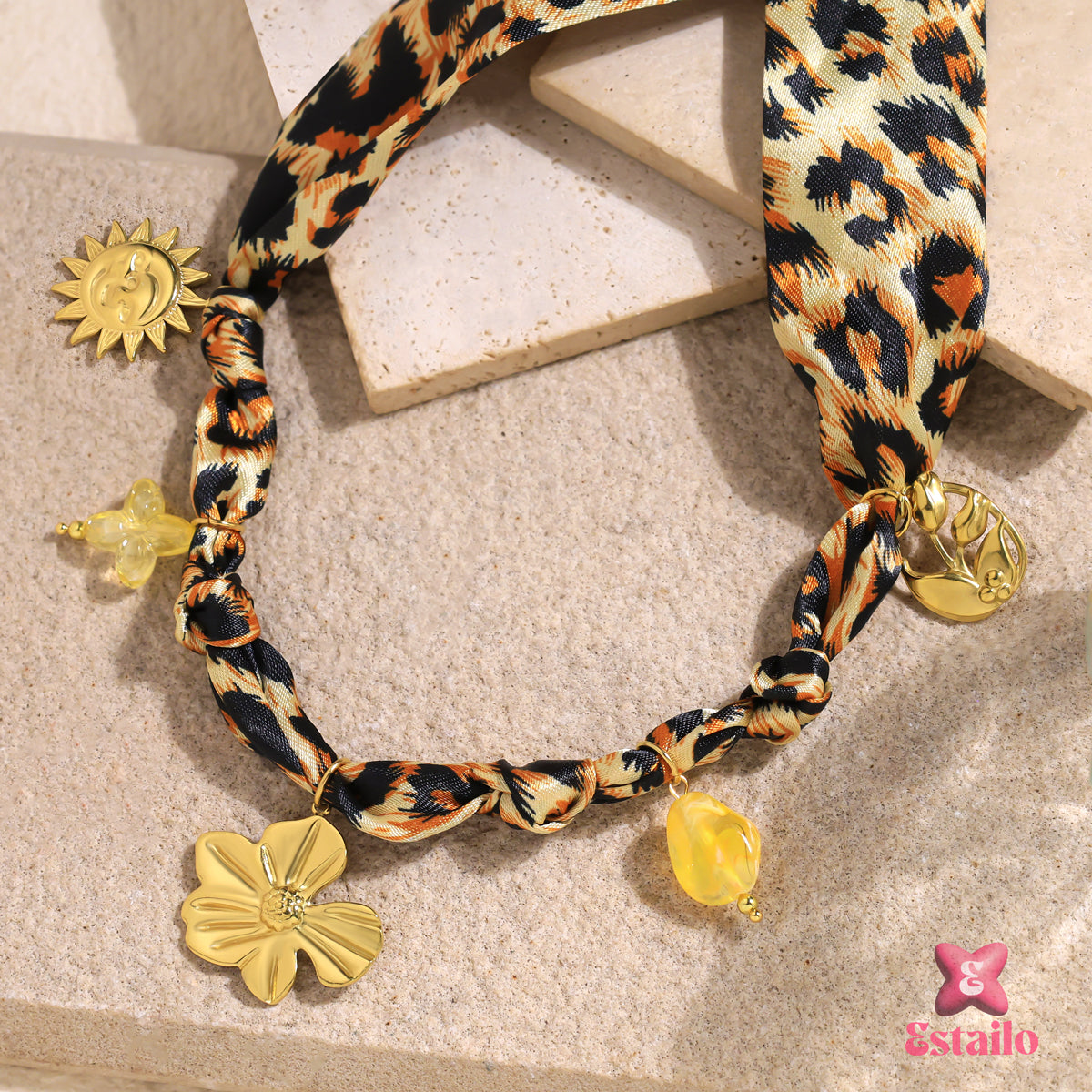 Leopard Meadow Scarf Necklace