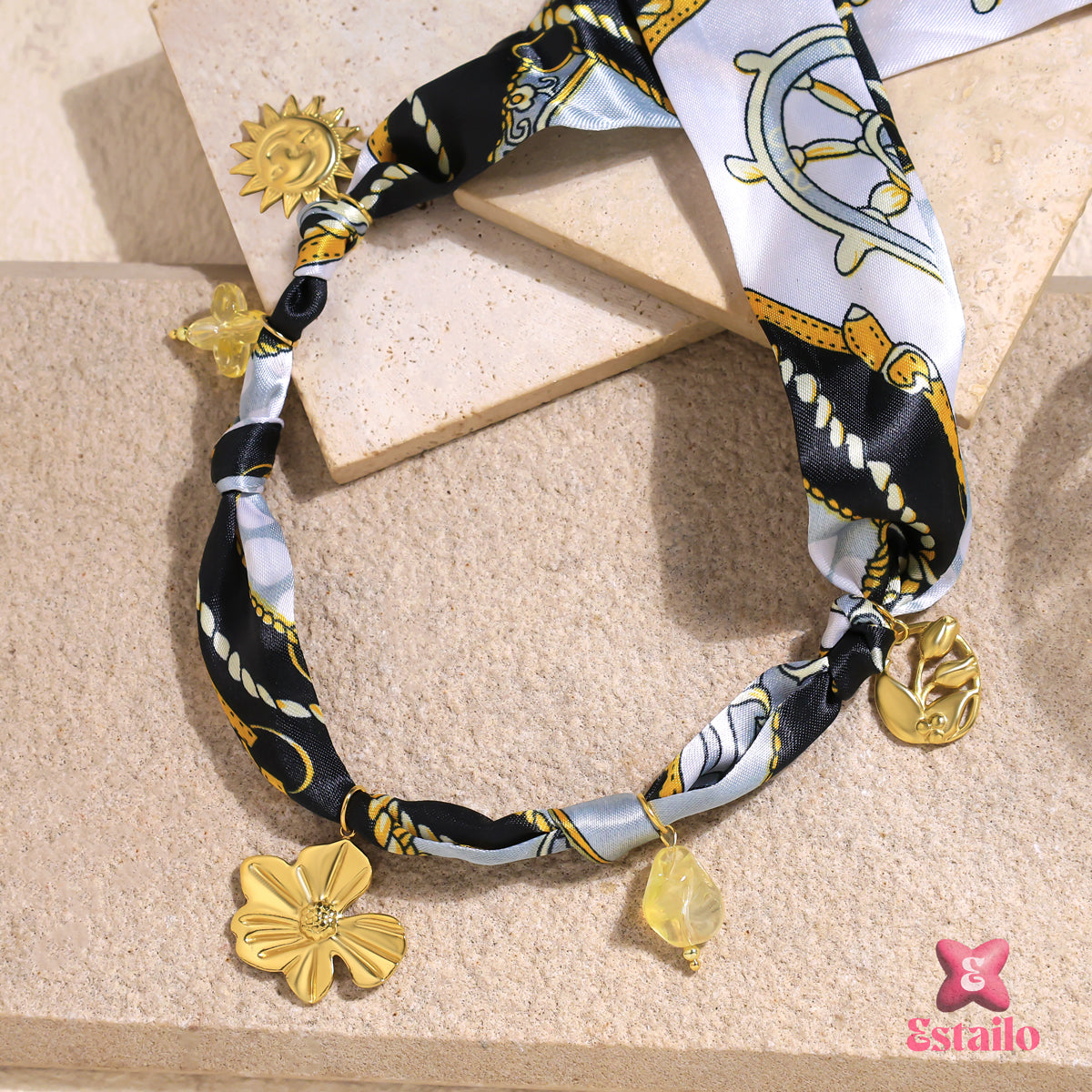 Sunlit Midnight Scarf Necklace