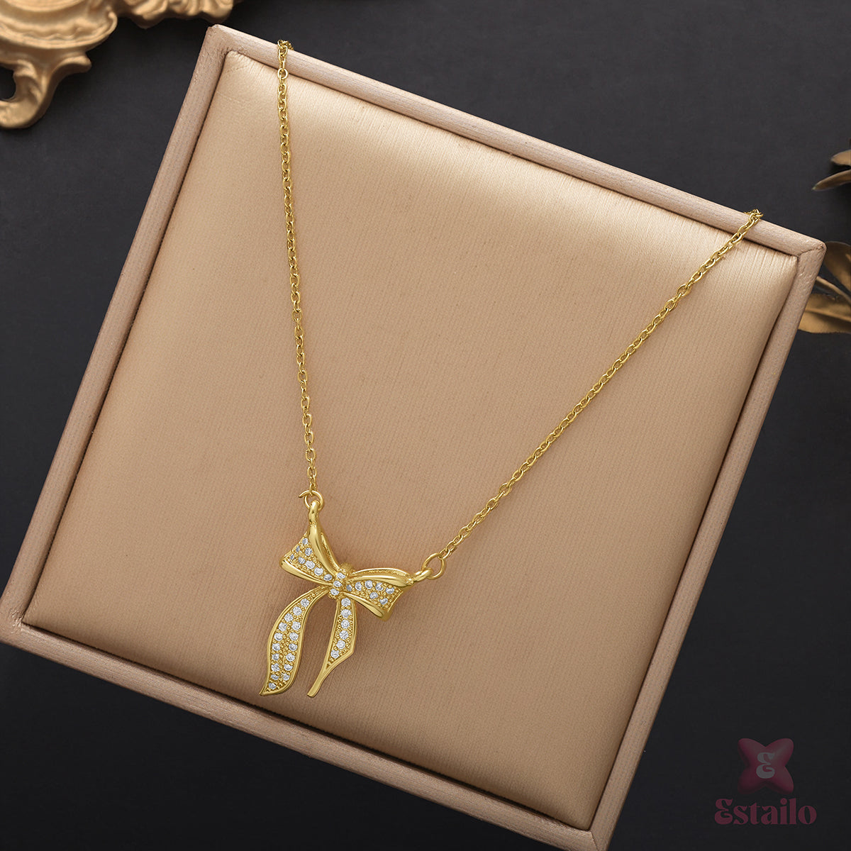 Gilded Bow Necklace