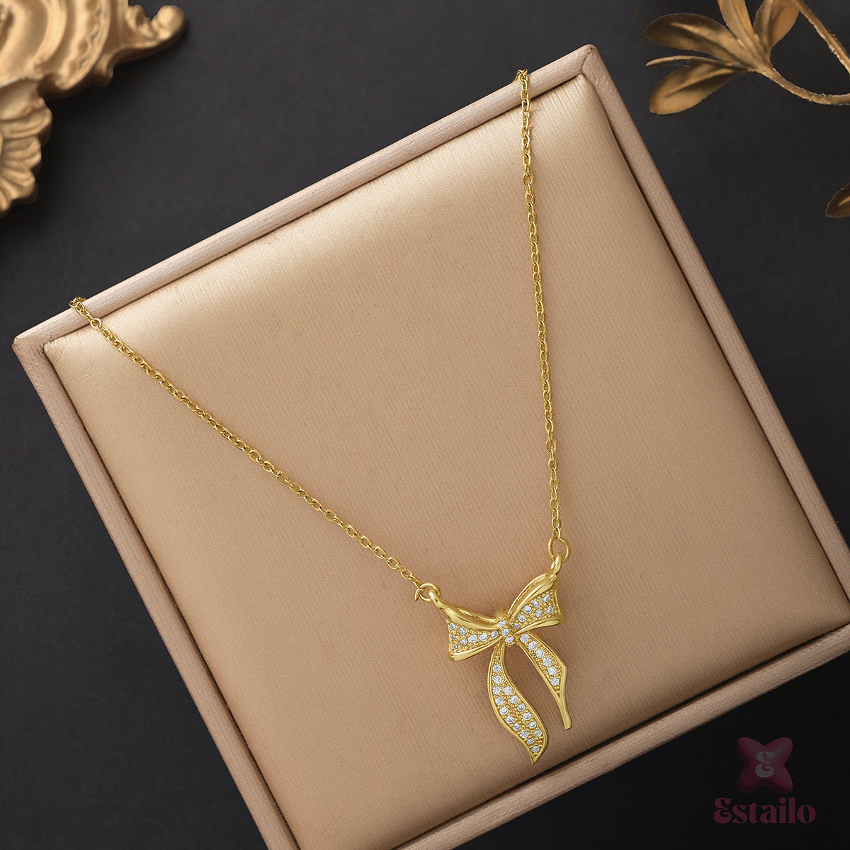 Gilded Bow Necklace