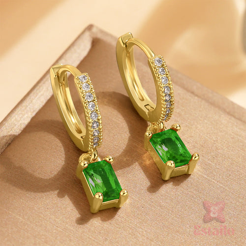 Regal Green Hoops Earring
