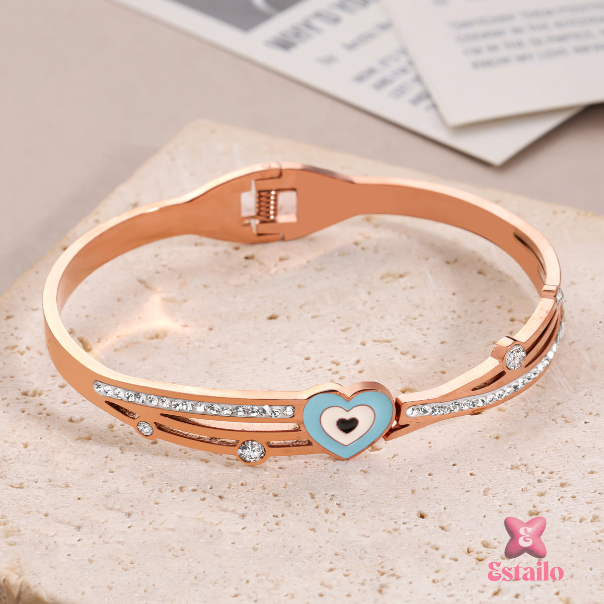 Gleaming Heart Enamel Bracelet