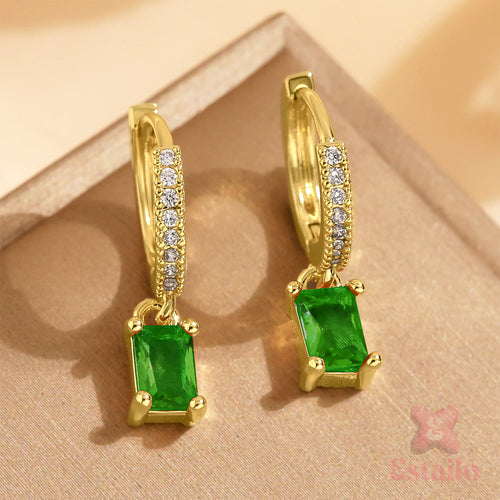 Regal Green Hoops Earring