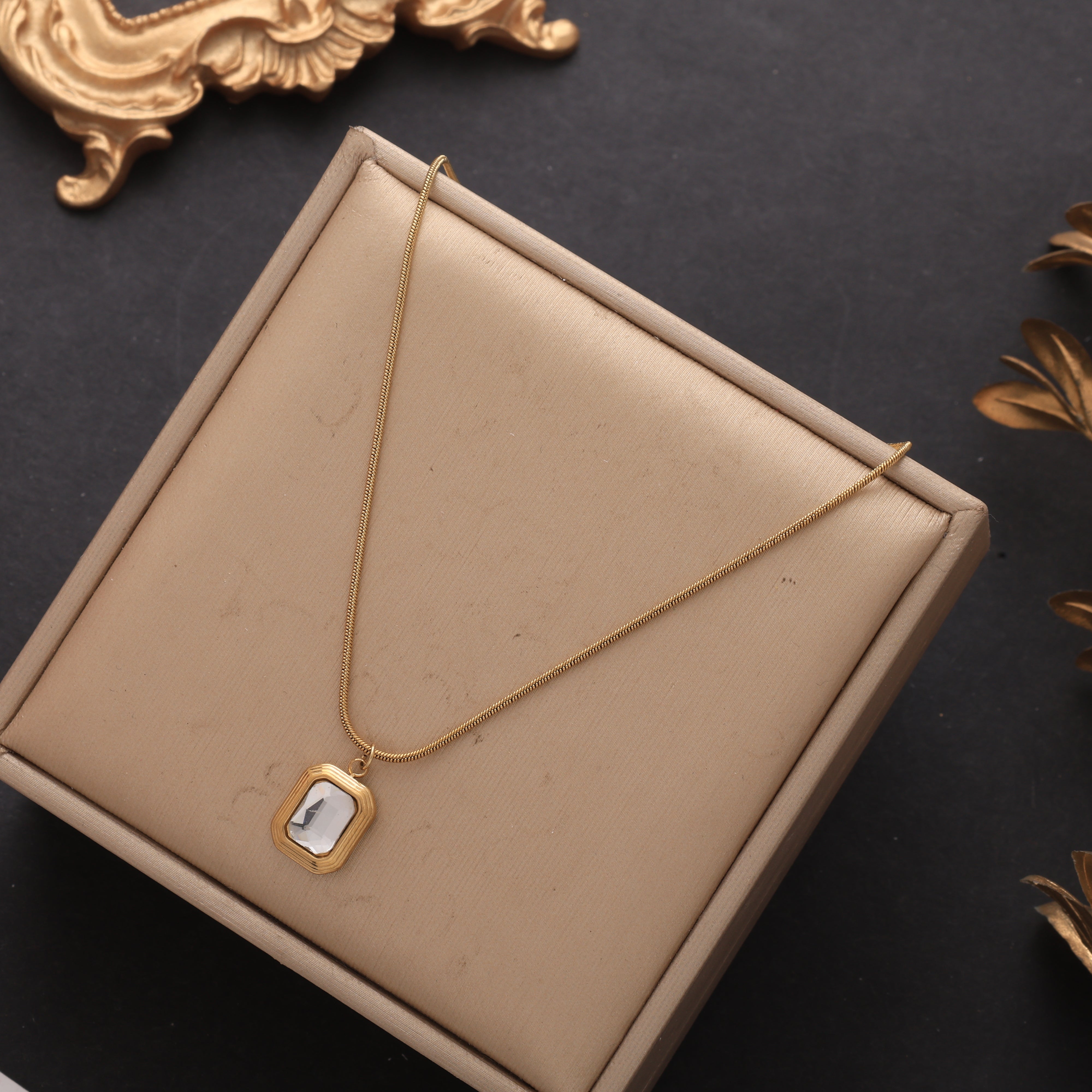 Golden Prism Pendant Necklace