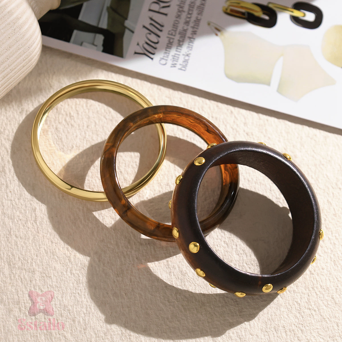 Amber Horizon Stack Bangle Bracelet